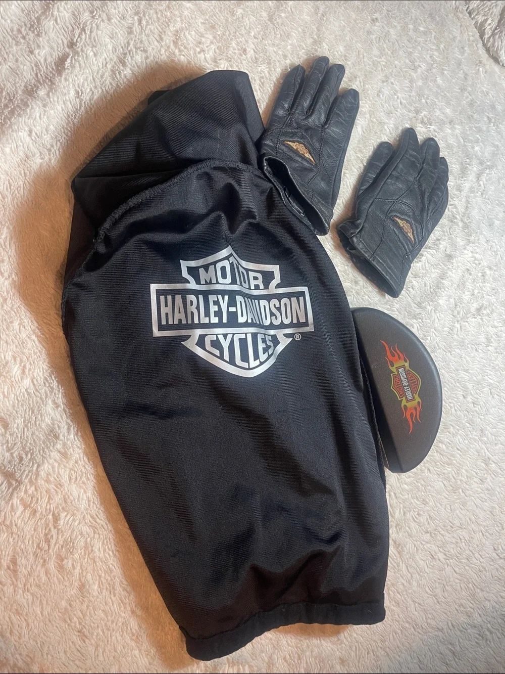 Harley-Davidson Black Logo Motorcycle Glove, helmet  cover , glasses case